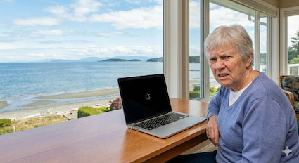 A frustrated senior in Parksville dealing with a slow computer caused by conflicting antivirus software.