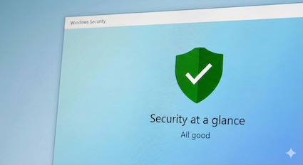 Microsoft Windows Defender security shield indicating a protected and healthy computer system.