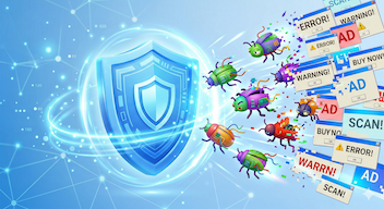 Antivirus software blocking malware and pop-ups during an Oceanside, BC, computer tune-up.